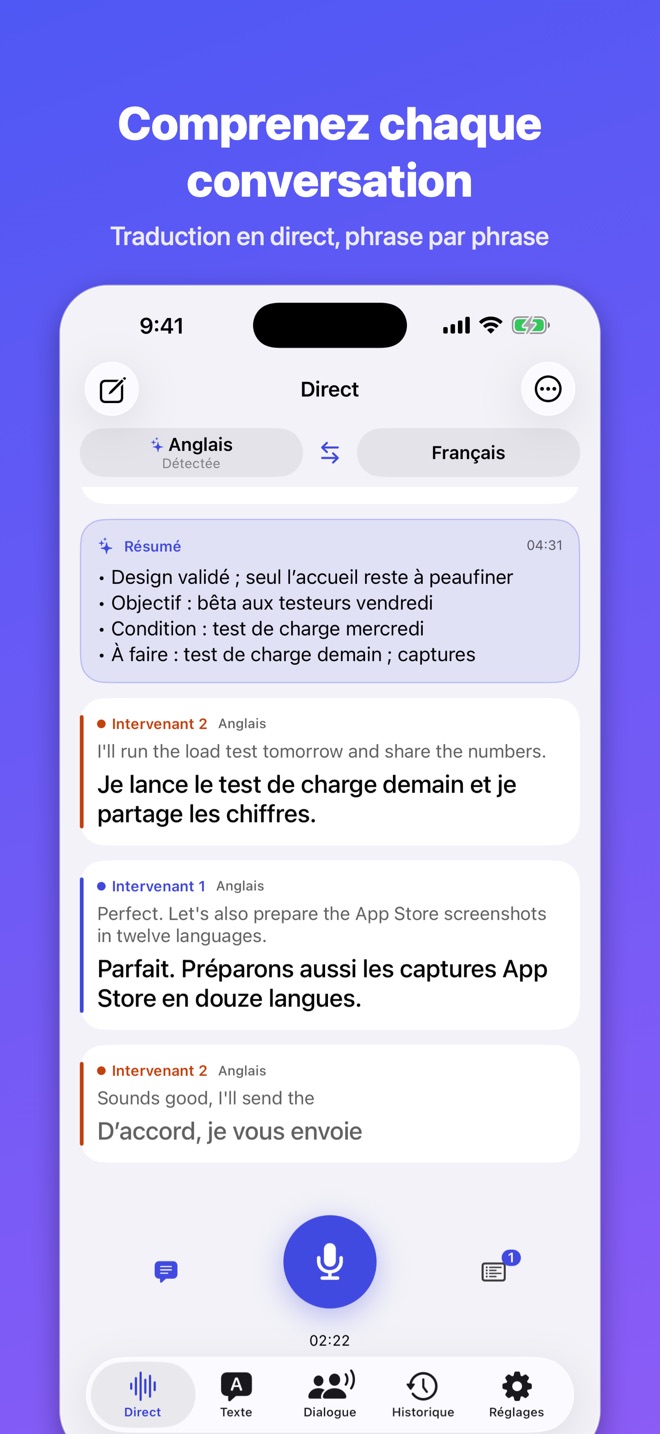 Lingua Live: Traduire, résumer
