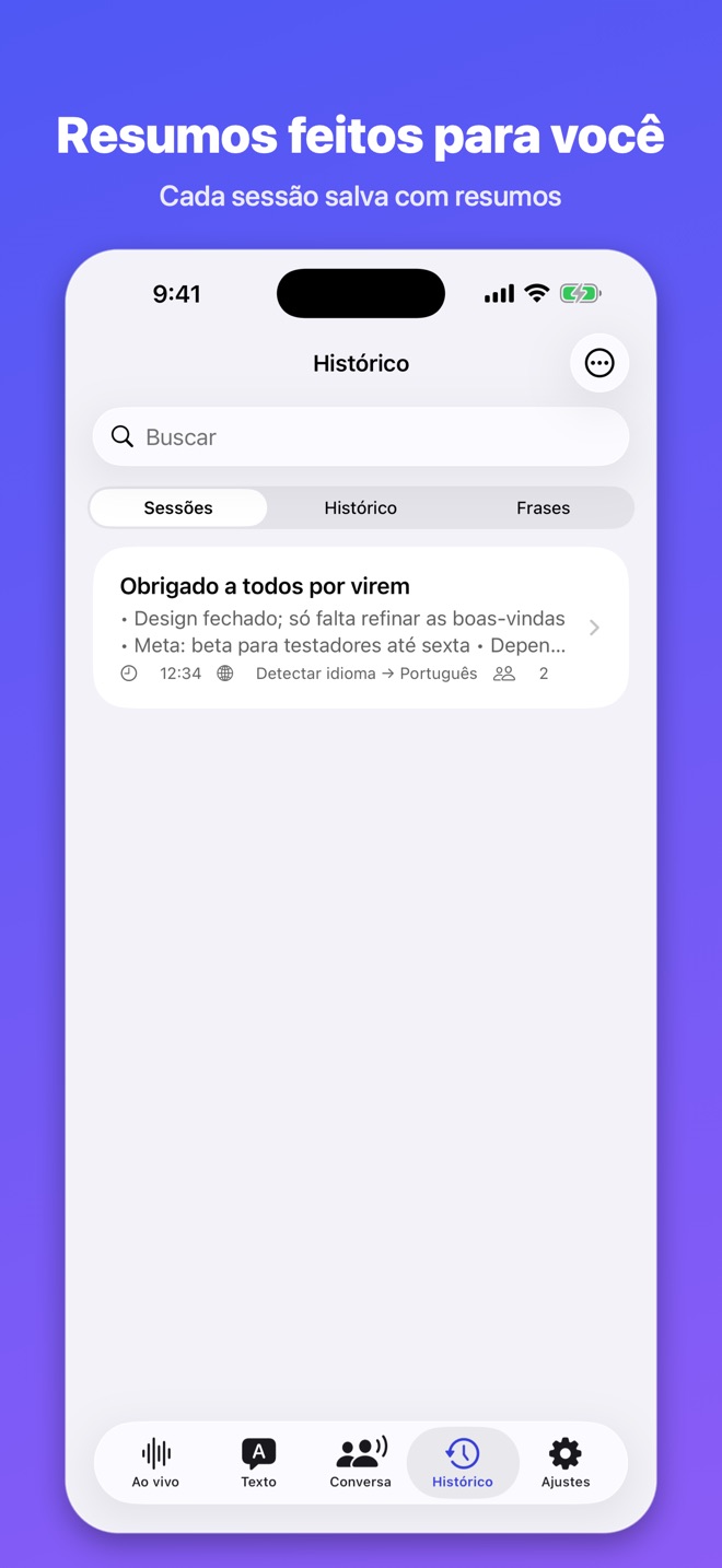 Lingua Live: Traduz e resume