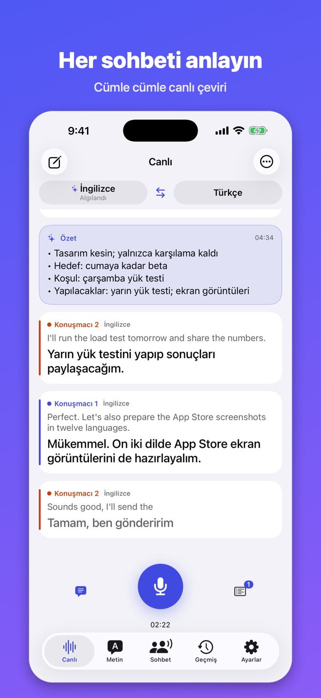 Lingua Live: Çeviri ve Özet