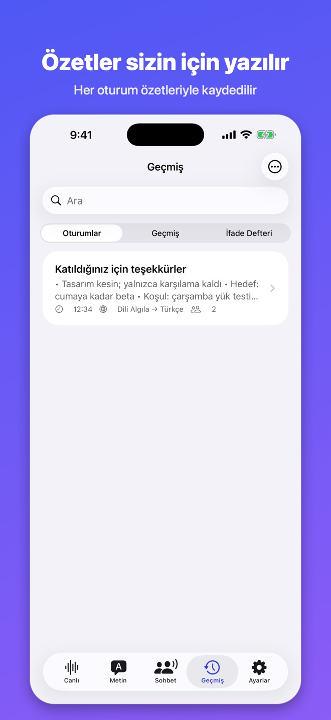 Lingua Live: Çeviri ve Özet
