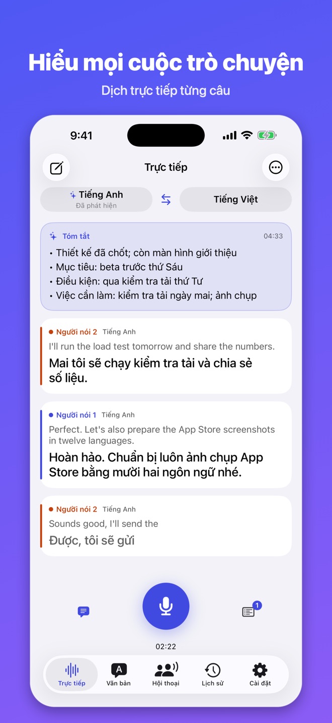 Lingua Live: Dịch & Tóm tắt
