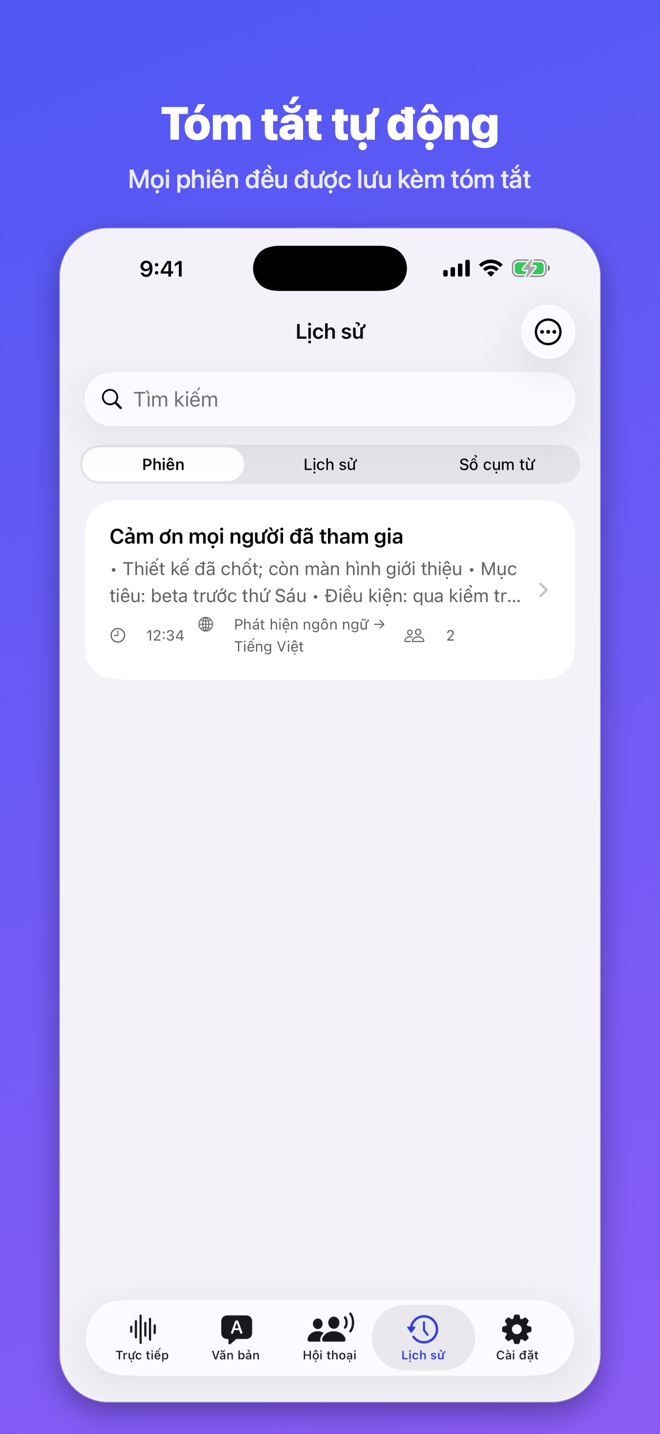 Lingua Live: Dịch & Tóm tắt